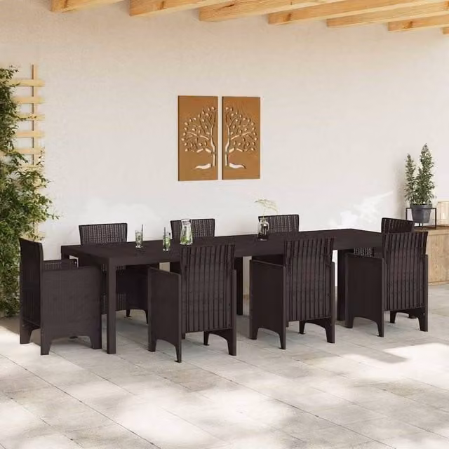 Berkfield Home Brown Poly Rattan Extendable Garden Table, W/D/H: 300 x 100 x 73 cm – 1