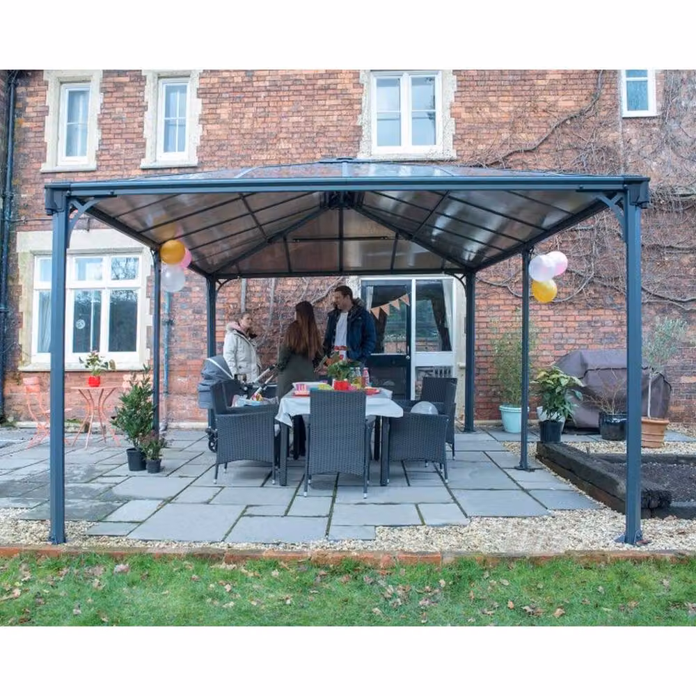 Palram Martinique 5000 Garden Gazebo in Grey, W: 359.3 cm, H: 286.1 cm – 2