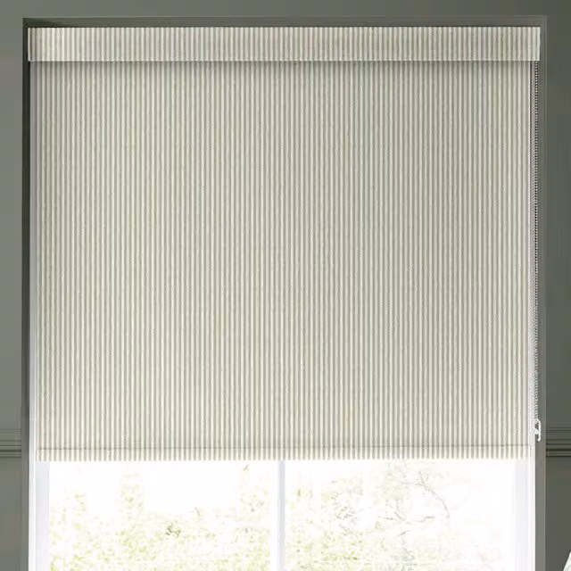Emily Bond Oscar Stripe Made to Measure Blackout Roller Blind in Sage Green