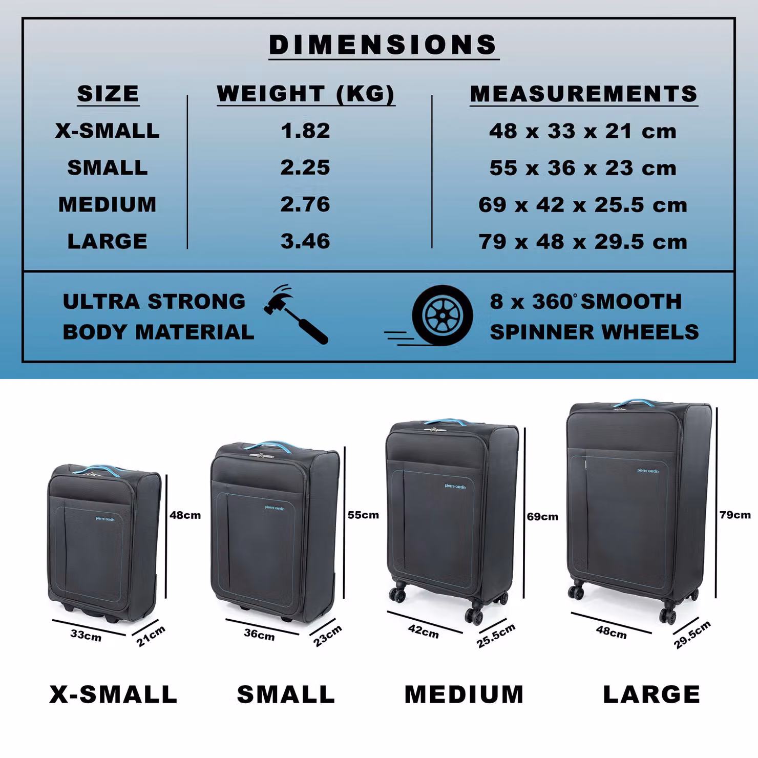 Pierre Cardin Charcoal Soft Shell Wheeled Suitcase, Lightweight Medium Long Haul Travel Luggage, W/D/H: 65 x 42 x 25 cm – 6