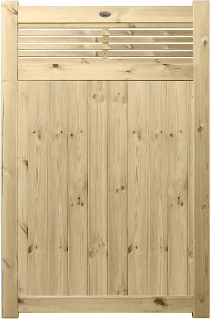 Premier Garden Supplies URBAN Interlocked Tongue Groove Pressure Treated Garden Gate with Vogue Trellis Top, W: 120 cm, H: 180 cm