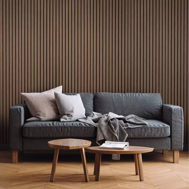 Fuse Acoustic Wooden Wall Panel in Smoked Oak, W: 60 cm, H: 240 cm