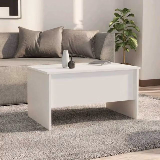 Berkfield Home Modern Rectangular Coffee Table in White, W/D/H: 80 x 50 x 42.5 cm – 1