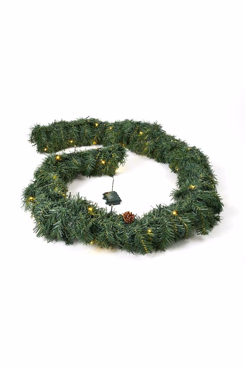 Living and Home 2.7m Pre-lit Green Pine Needle Christmas Garland with Warm White LED Lights – 4