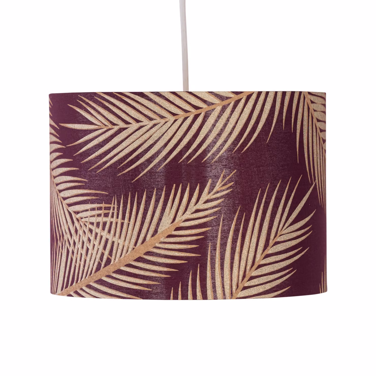 First Choice Lighting Tropica Burgundy and Gold Embossed Leaf Detail Fabric Pendant Lamp Shade, Diameter: 25 cm – 2