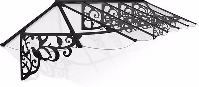 Palram Lily Extendable Canopy Door Awning Kit in Black with Transparent Cover