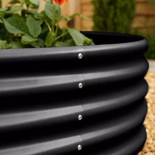 Harbour Housewares Round Bottomless Raised Garden Bed in Anthracite Galvanised Steel, W: 120 cm, D: 45 cm, H: 45 cm – 5
