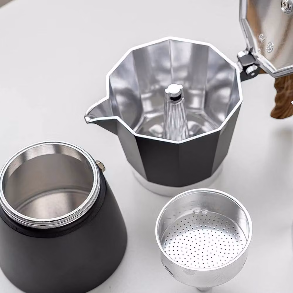 NESTLUNE Espresso Coffee Maker Percolator Stove Top, Black, W/D/H: 15 x 15 x 15 cm – 4