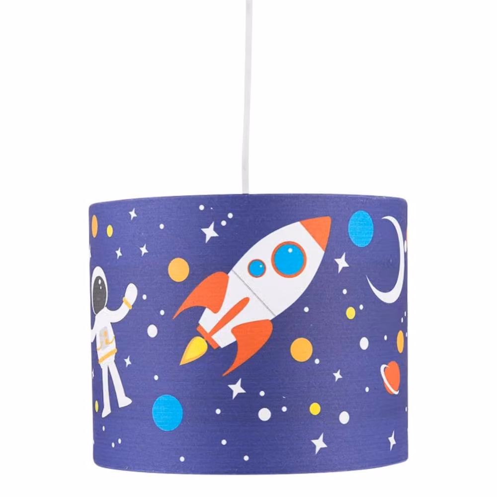 First Choice Lighting Space Rocket Blue Fabric Ceiling Light Shade, Diameter: 25 cm – 2