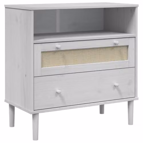 vidaXL SENJA Sideboard in White Rattan Look, Solid Pine Wood, W/D/H: 80 x 40 x 80 cm