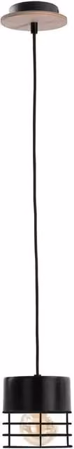 Netlighting Casa Slim Pendant Ceiling Light in Black and Wood, Diameter: 12 cm, E27