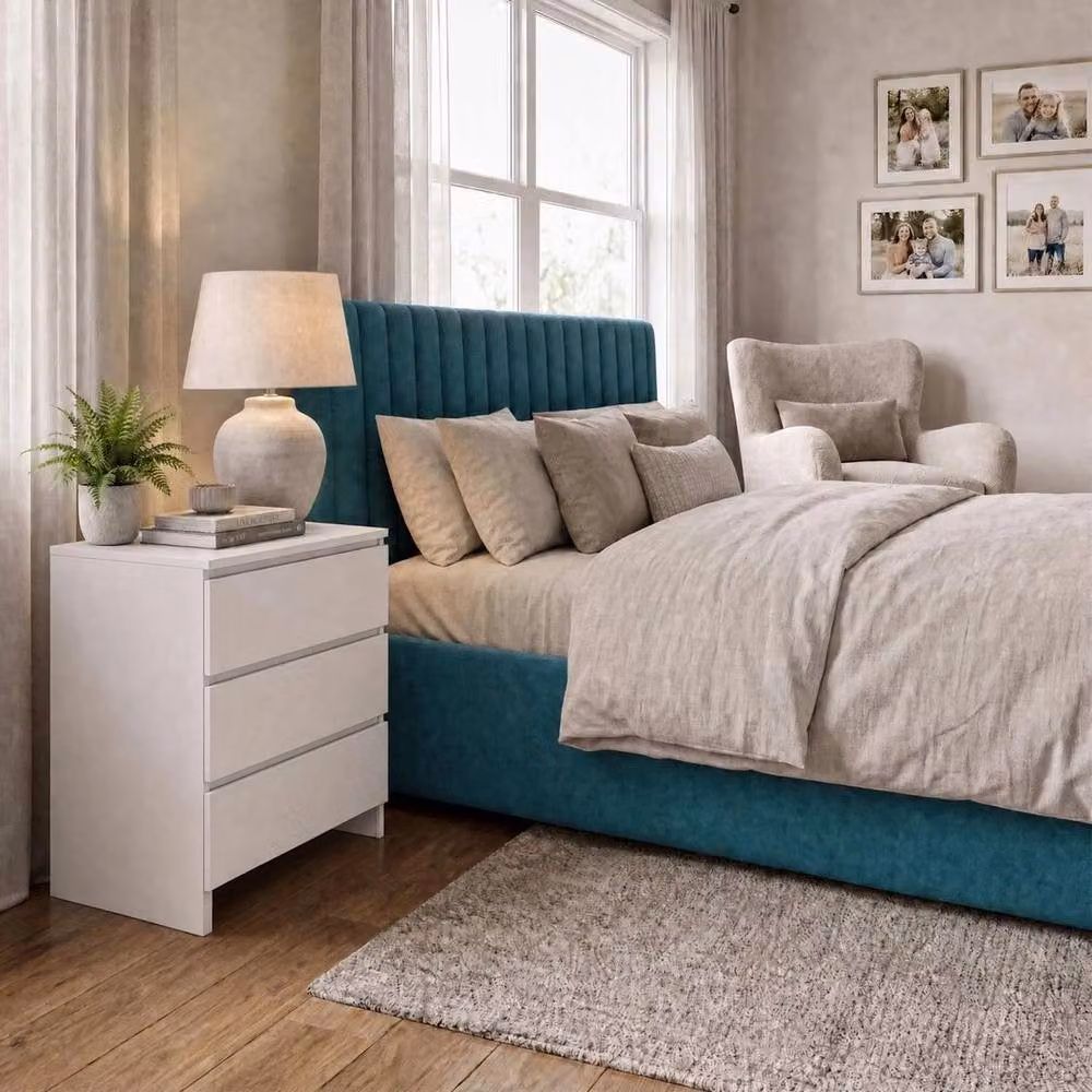 KORVIXA White 3 Drawer Chest of Drawers for Bedroom Storage – 2
