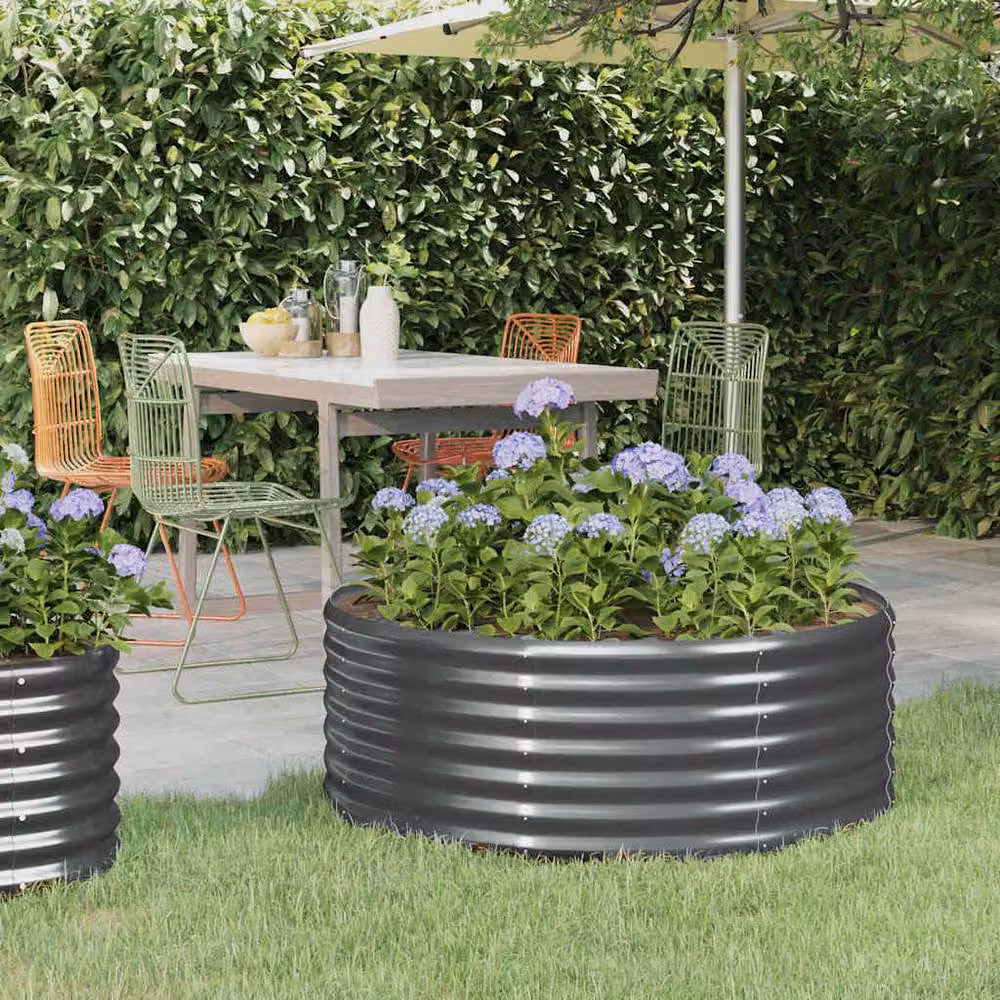 Berkfield Home Garden Powder-coated Steel Raised Bed in Anthracite, W/D/H: 100 x 100 x 36 cm – 2
