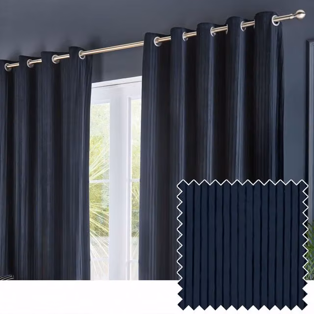 Make It A Home Corinthian Velvet Room Darkening Eyelet Curtains, Blue, H: 229 cm, W: 183 cm