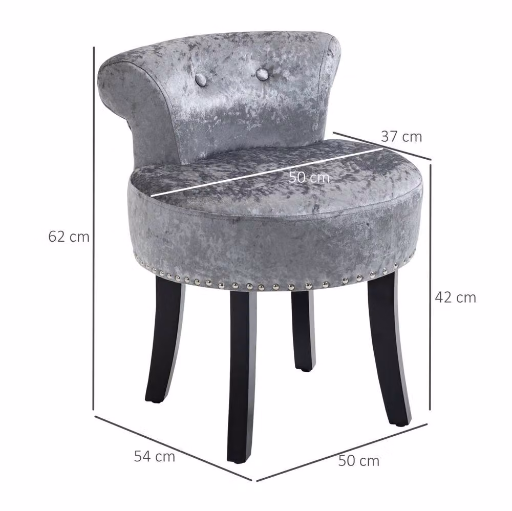 STILVORA Dressing Table Stool with Backrest in Grey – 2