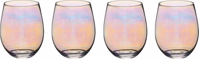 Mikasa Set of 4 Iridescent Glass Tumblers, 600 ml, Pale Pink
