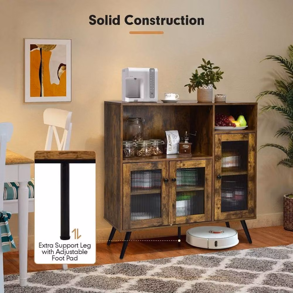 SPETLEK Brown Wood Kitchen Storage Cabinet and Buffet Sideboard – 6