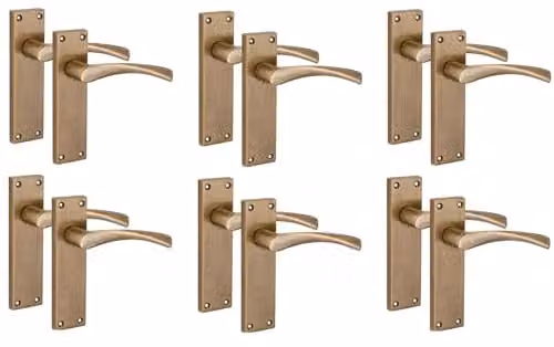 Golden Grace Astrid Scroll Door Handles in Antique Brass, 6 Pairs, W: 15 cm, H: 4 cm