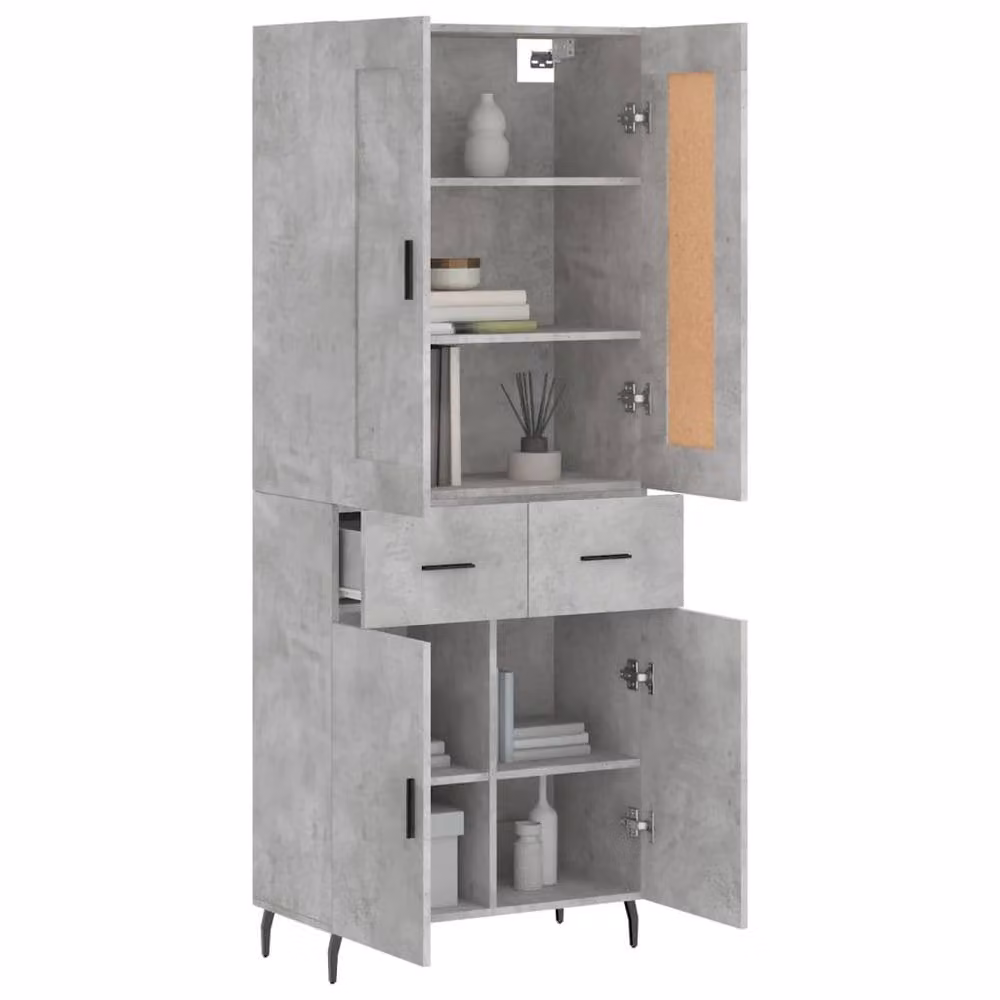 Berkfield Home Modern Highboard in Concrete Grey, W: 69.5 cm, D: 34 cm, H: 180 cm – 2