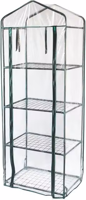 Monstershop 4 Tier Mini Greenhouse with Green PVC Plastic Cover, W/D/H: 59 x 39 x 160 cm – 2