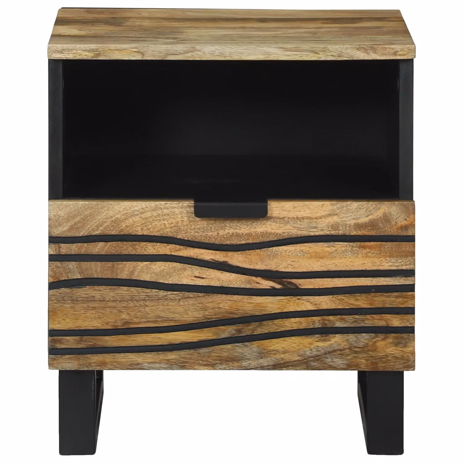 Berkfield Home Modern Solid Mango Wood Bedside Cabinet in Brown, W/D/H: 40 x 33 x 46 cm – 3