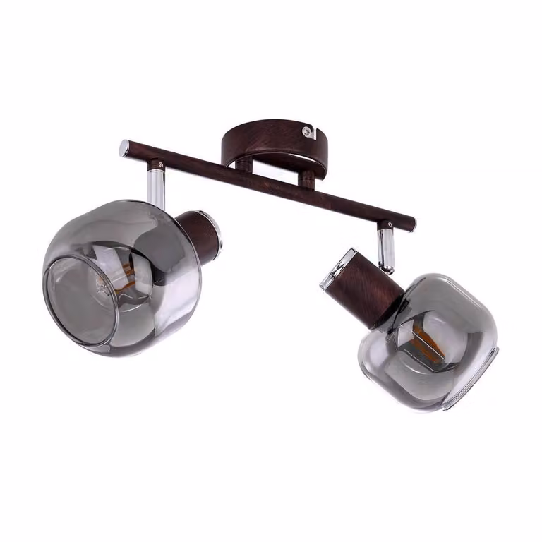 Netlighting Pallo Twin Ceiling Spotlight in Bronze with Smoke Glass Shades, 2x E14