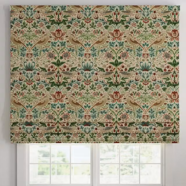 Ante Decor Strawberry Thief Printed Cotton Made To Measure Roman Blind in Multicolour