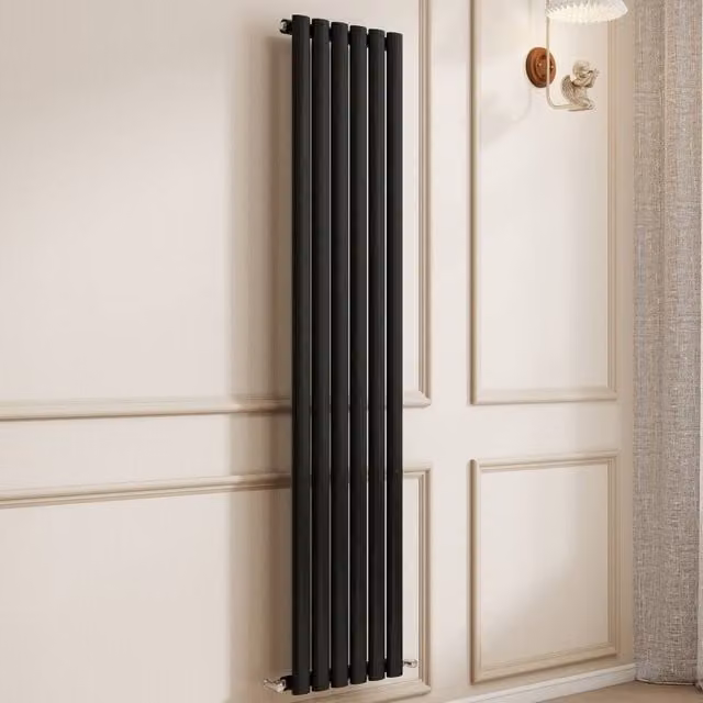 Banyetti Orva Black Vertical Single Oval Column Radiator, H: 160 cm, W: 35.4 cm – 1