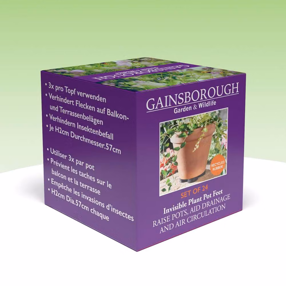 Gainsborough Set of 24 Black Rubber Plant Pot Feet, H 2 cm x Dia. 5.7 cm – 2