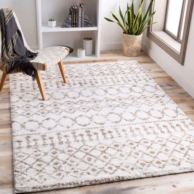 Livabliss Aliyah Shag Shaggy Living Room Rug in Pink, Brown and Sand, W: 160 cm, D: 220 cm – 1