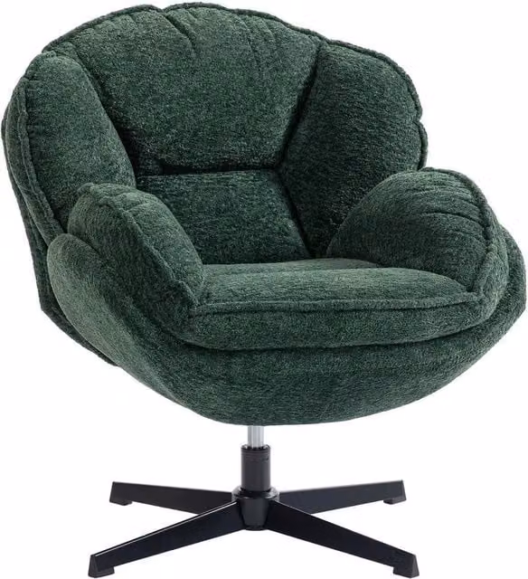 NESTLUNE Modern Bouclé Swivel Accent Chair in Green with Armrests – 1
