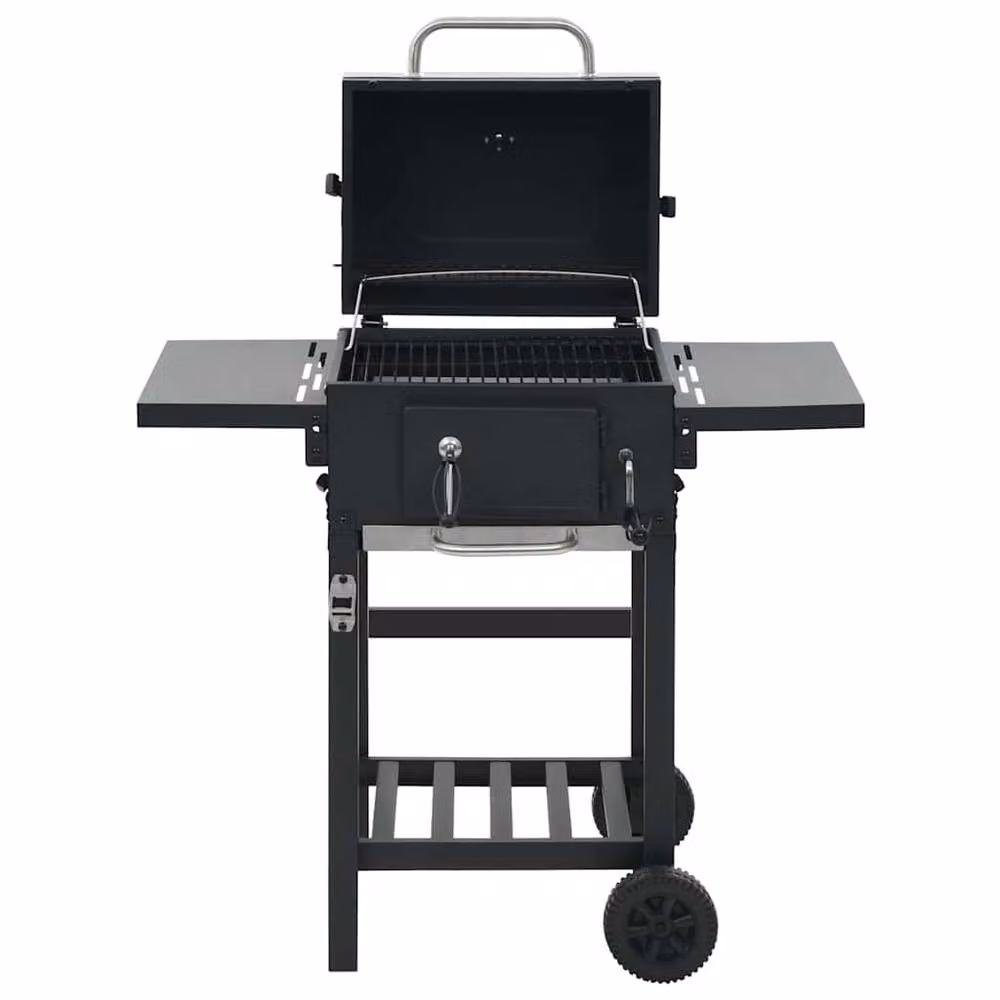 Berkfield Home Charcoal BBQ Grill with Bottom Shelf and Thermometer in Black – 2