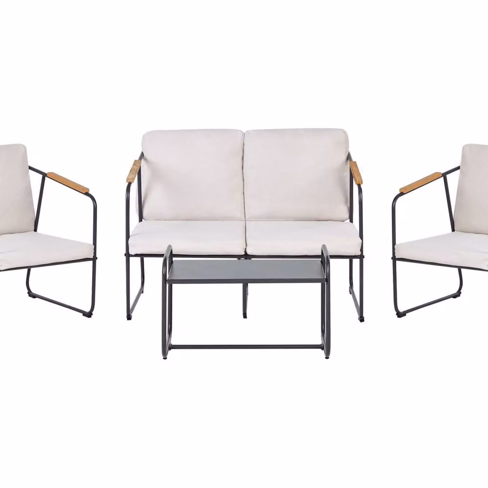 Wyldhaus 4-Seater Outdoor Lounge Set with Coffee Table in Beige – 2