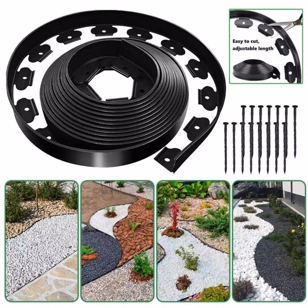 NESTLUNE Flexible Garden Border Edging for Grass Lawns and Paths, Black – 5