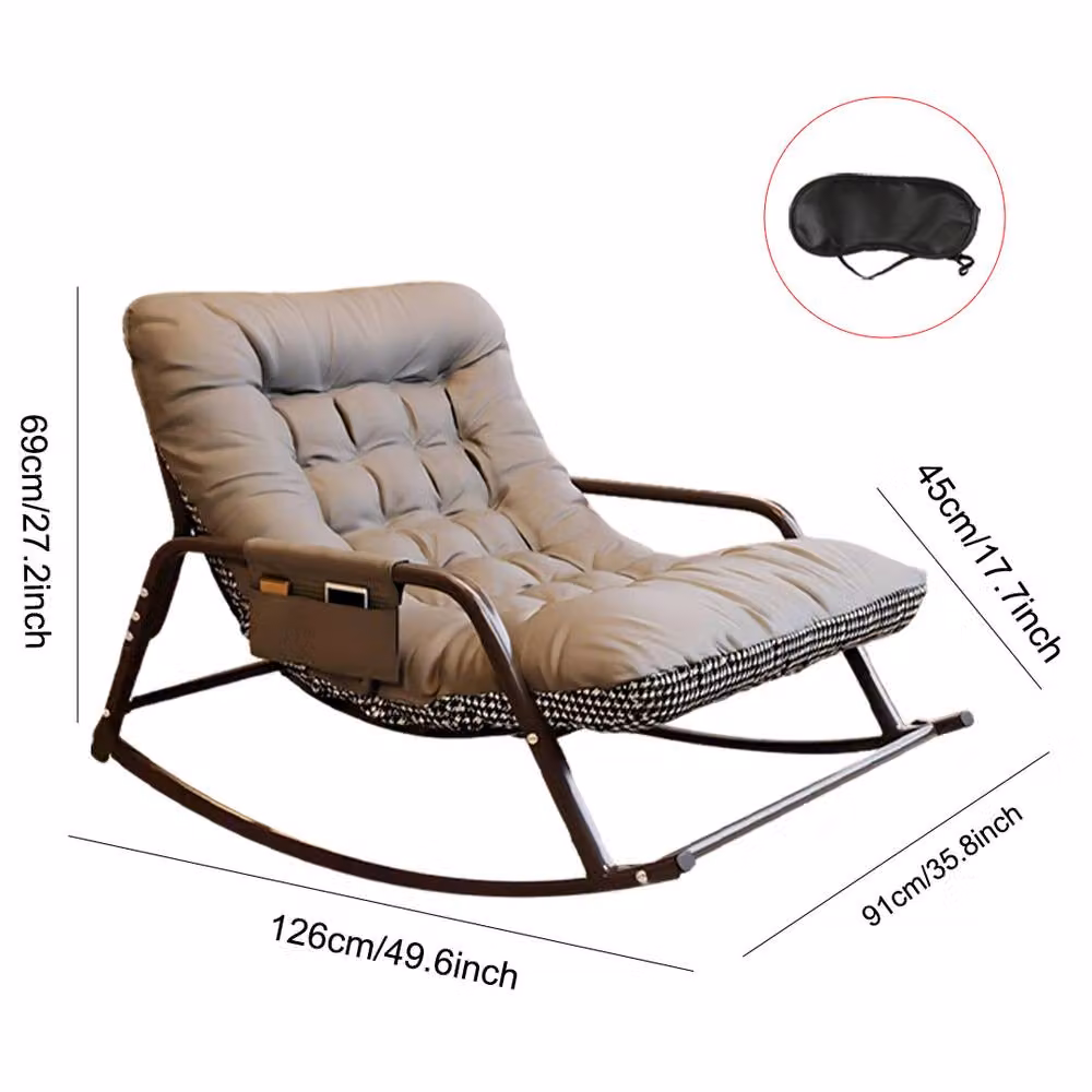 Ventryn Two-Seater Modern Rocking Chair with Reversible Cushion in Grey – 2