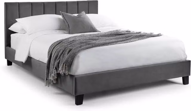 Cheshire Pebble Grey Velvet Upholstered Bed, Small Double, W/D/H: 120 x 200 cm – 1