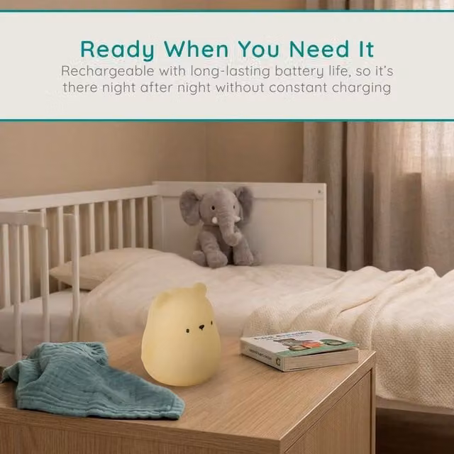 Alecto Rechargeable LED Bear Night Light in White Silicone