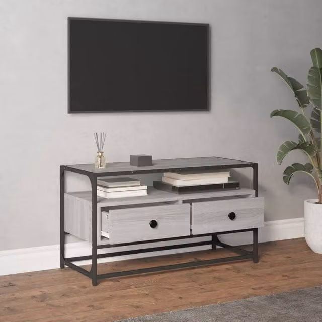 Berkfield Home Grey Sonoma TV Cabinet in Engineered Wood W/D/H: 80 x 35 x 45 cm – 1