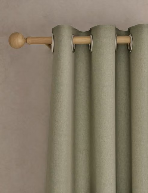M&S Sage Green Thermal Insulating Blackout Eyelet Curtains