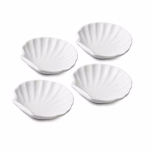 WM Bartleet & Sons 1750 Porcelain Shell Design Dip Bowl Set of 4, White, Diameter: 10 cm – 1