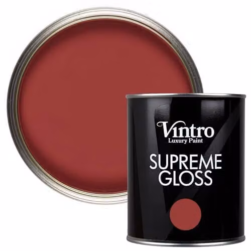 Vintro High Gloss Water Based Interior and Exterior Paint for Walls, Wood and Trim, Red Mulberry, 1 l