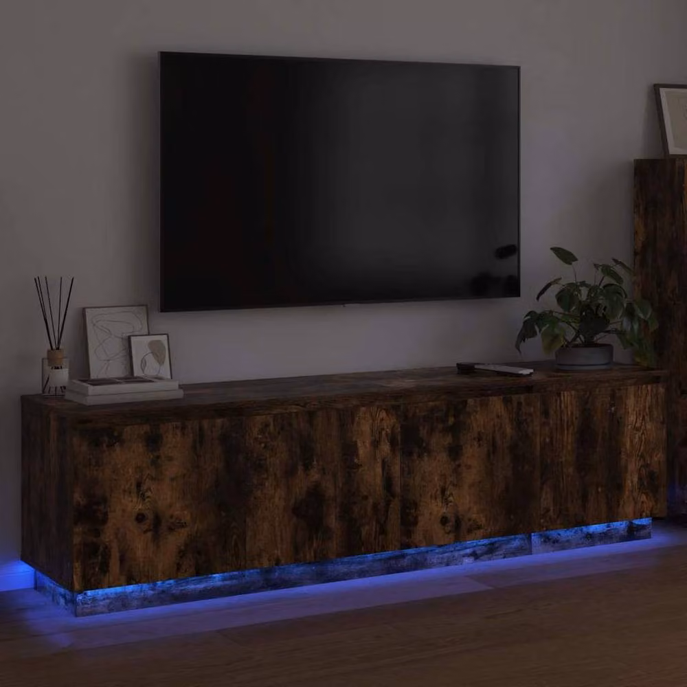 Berkfield Home Modern TV Cabinet with LED in Smoky Oak Brown, W/D/H: 180 x 38 x 49 cm – 5