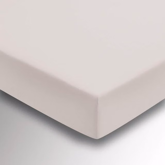 1951 Plain Dye Cotton Percale Super Kingsize Fitted Sheet, Beige, 180 x 200 cm