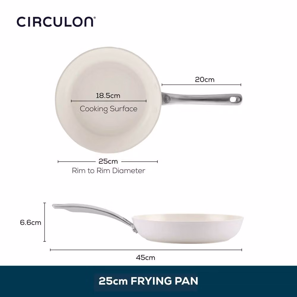 Circulon Halo Ceramic Non Stick Frying Pan, White, 25cm – 2