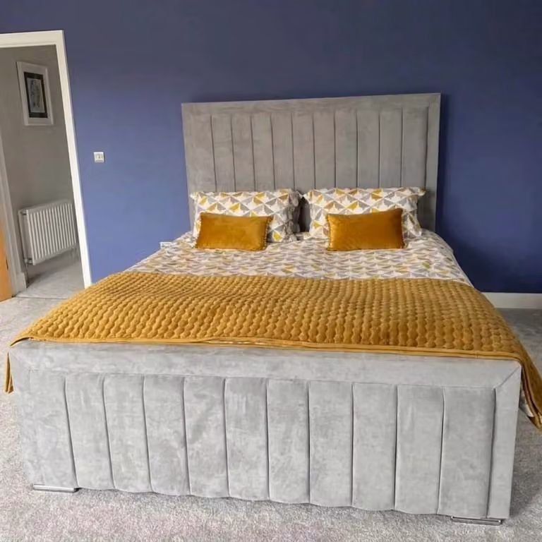 Stella Upholstered Velvet Bed Frame by Beds NK Ltd in Grey