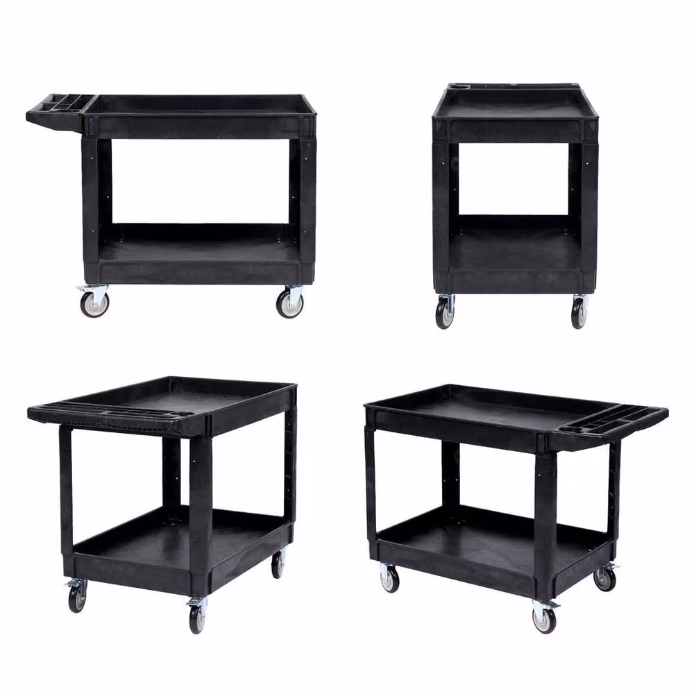 VOGREX 2 Tier Rolling Mechanic Workshop Storage Tool Trolley in Black – 5