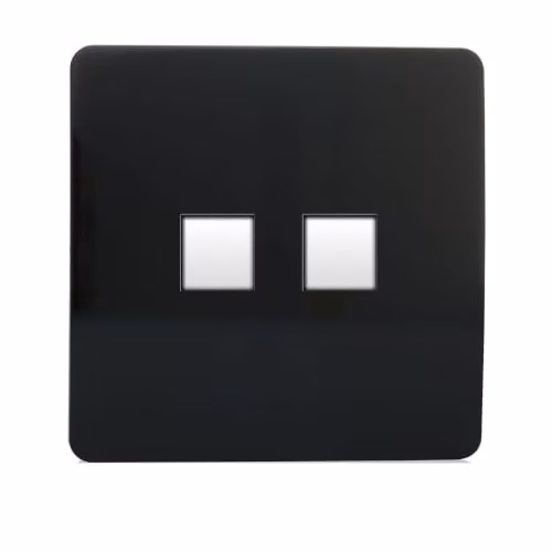 Trendi Switch 2 Gang RJ45 Cat 6 Ethernet and Telephone Secondary Sockets in Piano Black – 2