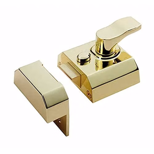 Loops Deadlocking Rim Cylinder Nightlatch 40mm in Gold Electro Brassed