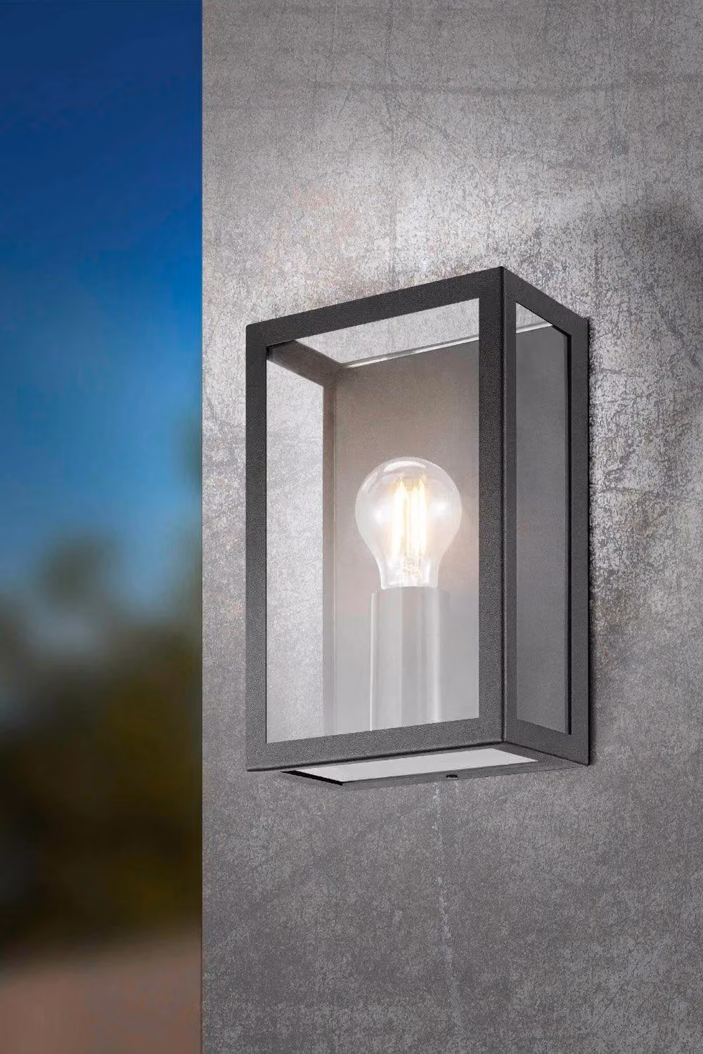 Eglo Alamonte 1 Industrial Black Metal and Glass IP44 Outdoor Wall Light – 5