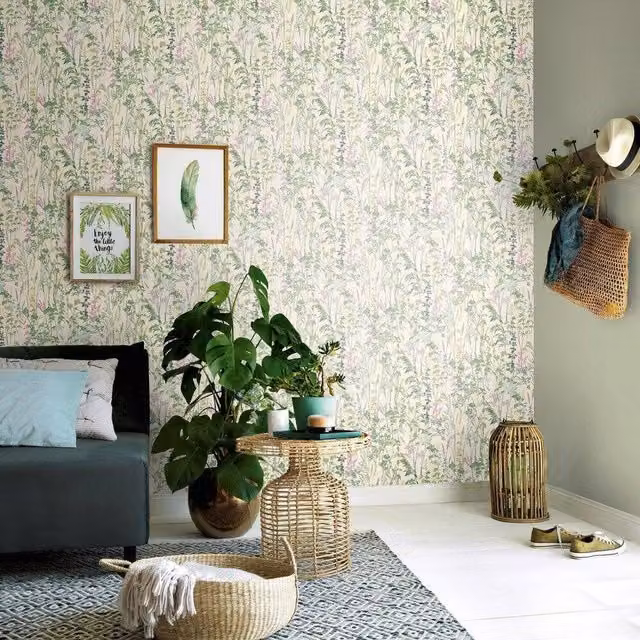 Erismann Green Floral Botanical Boho Wallpaper Roll